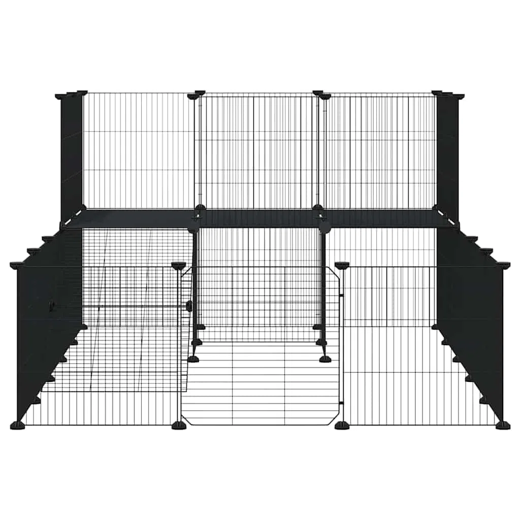 Jaula para mascotas de acero con recubrimiento en polvo, 35 x 35 cm, con puerta negra, jaula para roedores y establo para animales pequeños para interior y exterior, resistente a la