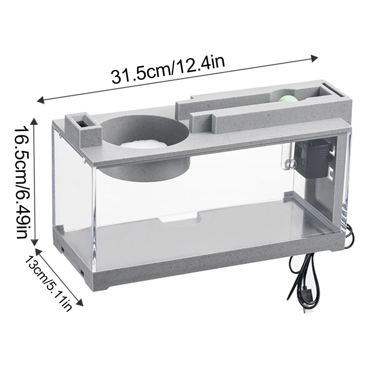 Generic Tanque de Peces con Filtro de Bomba de Aire y luz, Acuario Rectangular con luz LED, Acuario Pequeño para Bettas, Guppies, Peces Loro Min-i, Camarones, Goldfish
