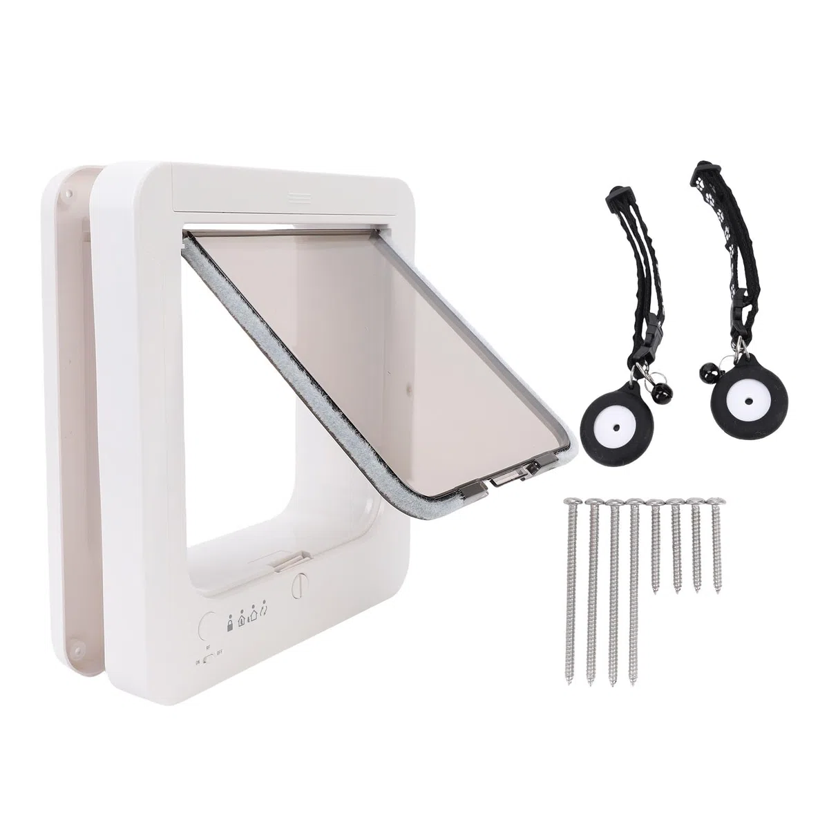 ASHATA Puerta Inteligente para Gatos para Interior y Exterior, Puerta para Mascotas con Detección Automática con Collar Activado, Fácil Instalación, para el Hogar
