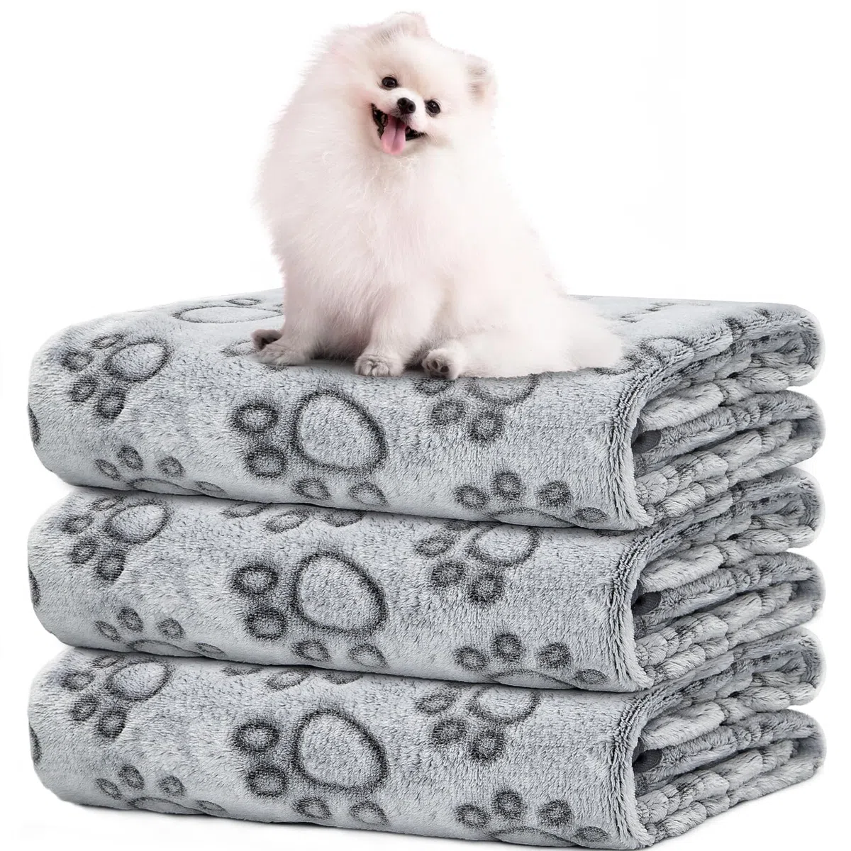 LOKOZ Manta para perros pequeños y medianos, manta de forro polar lavable para cama, sofá, protección con bonita huella de patas, manta para mascotas, cachorros y gatos