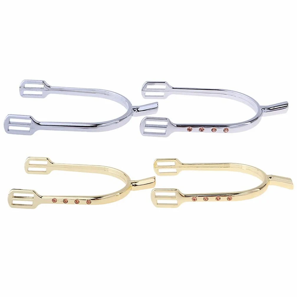 Espuelas ecuestres de aleación de zinc para caballos, espuelas ecuestres, para mujer, 2 unidades (color: dorado)