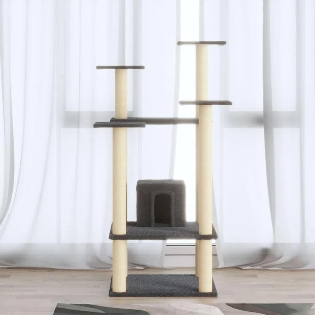vidaXL Rascador para Gatos con Postes de Sisal Gris Claro 188 cm Mascotas