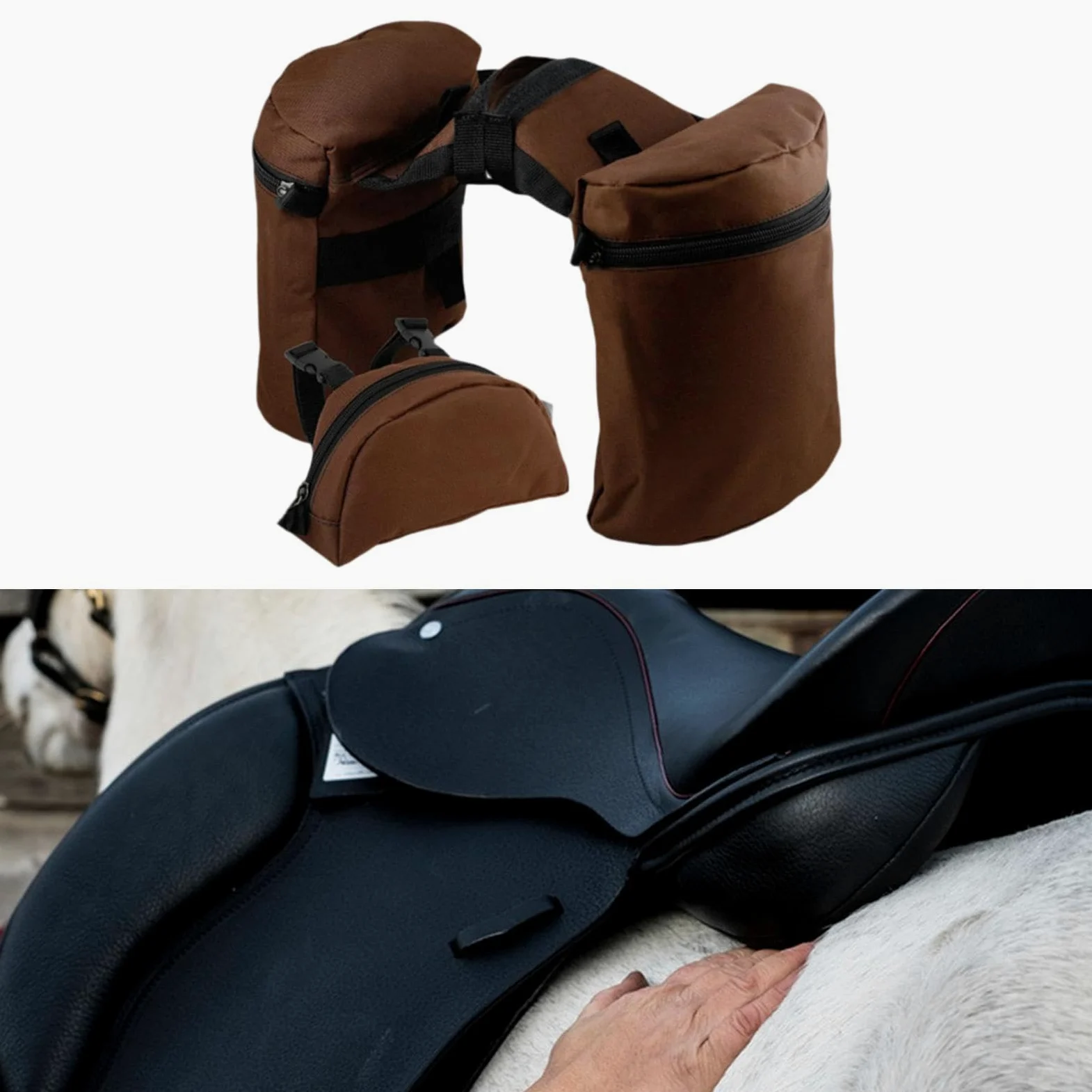 Saddlebag Juego Bolsa de Silla Bolsa de Cuerno Bolsa de Pommel Ligera Función Portátil Material Oxford Adecuada para Paseos de Larga Distancia