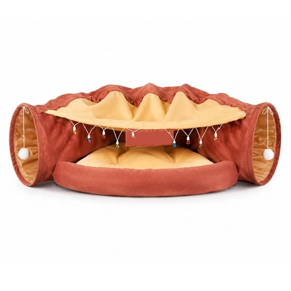 Este túnel y Cama para Gatos 2 en 1,Ideal para Interiores,está Especialmente diseñado para Gatos Exotic Shorthair Red