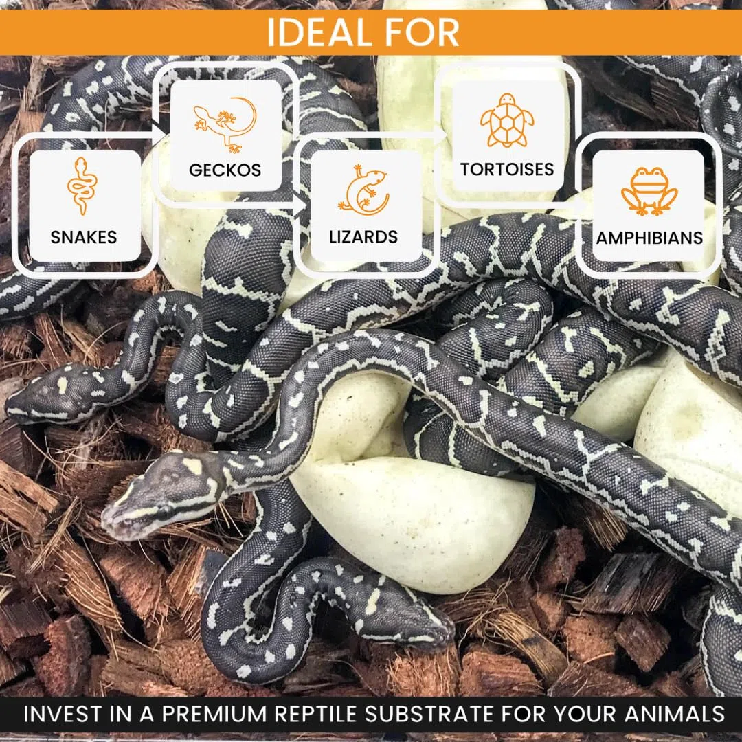 ReptiChip - Ropa de Cama Suelta para Reptiles, 12 Cuartos de galón, sustrato de cáscara de Coco para hábitat de Serpientes, terrario de pitón de Bola, Tanques de Tortuga, recinto de Tortuga