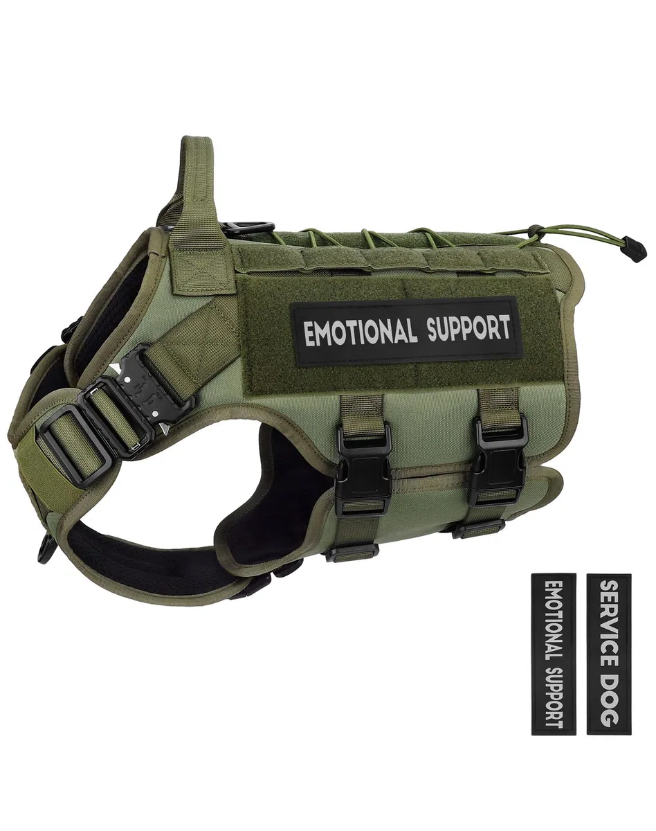 PETNANNY Arnés táctico para perro, arnés para perros de servicio, chaleco de apoyo emocional para perros medianos y grandes, chaleco ESA para perros sin tirones con gancho y bucle, chaleco Molle de