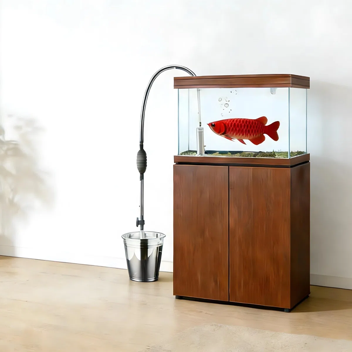 Cambiador de agua para peceras, limpiador de grava al vacío de acuario de 3 m con regulador de flujo, sifón extensible, cabezal de succión de pico de pato, clip fijo y rejilla de filtro