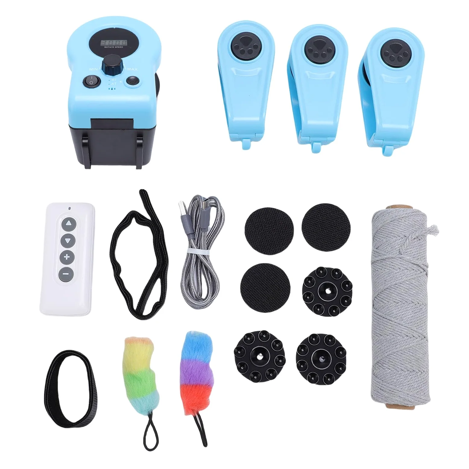 Jiawu Juguete Eléctrico para Gatos con Control Remoto, Sonido Atractivo y Diseño de Plumas para Jugar en Interiores