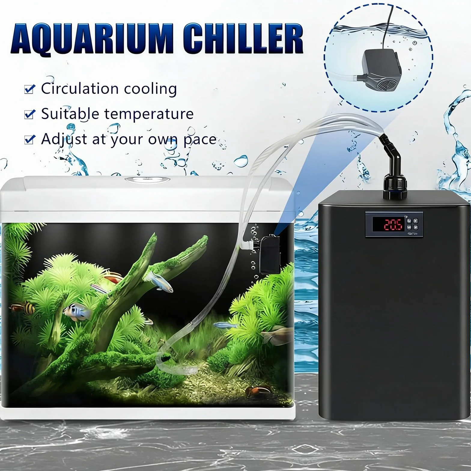 Enfriador para Acuario, diseño silencioso Especial, Enfriador de baño de Hielo para ajolotes de Agua Salada y Dulce y Medusas de Coral, fácil de Usar 160L/42gal