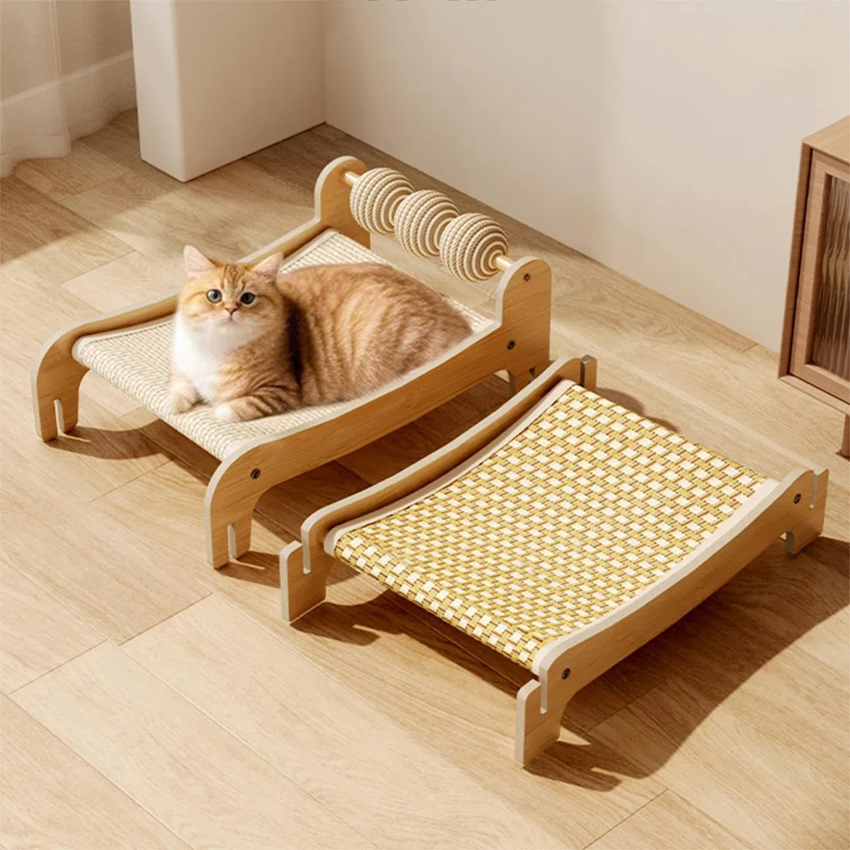 Camas Literas Apilables Para Gatos Hamaca lavable de madera transpirable 2 | Rascador Cama Litera para Mascotas Felinas En Hogar, Dormitorio, Apartamento, Habitación, Salón, Residencia, Piso