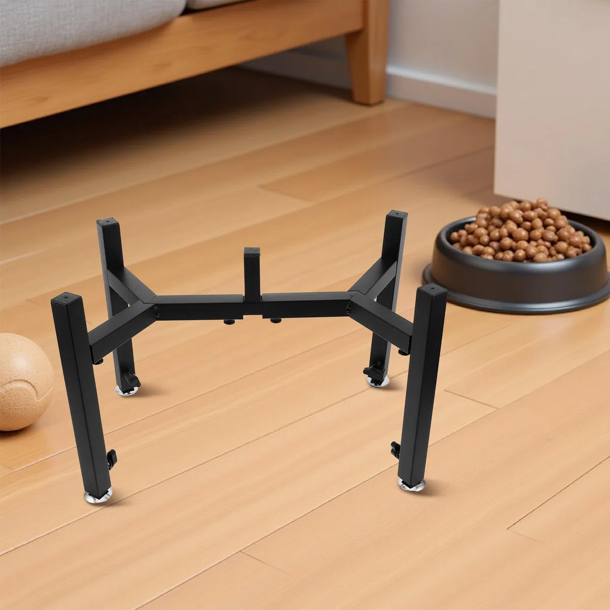 PACKOVE Comedero Elevado para Perros Cuencos de Acero Inoxidable Ajustables, Soporte de Hierro Altura Regulable para Interior y Camping