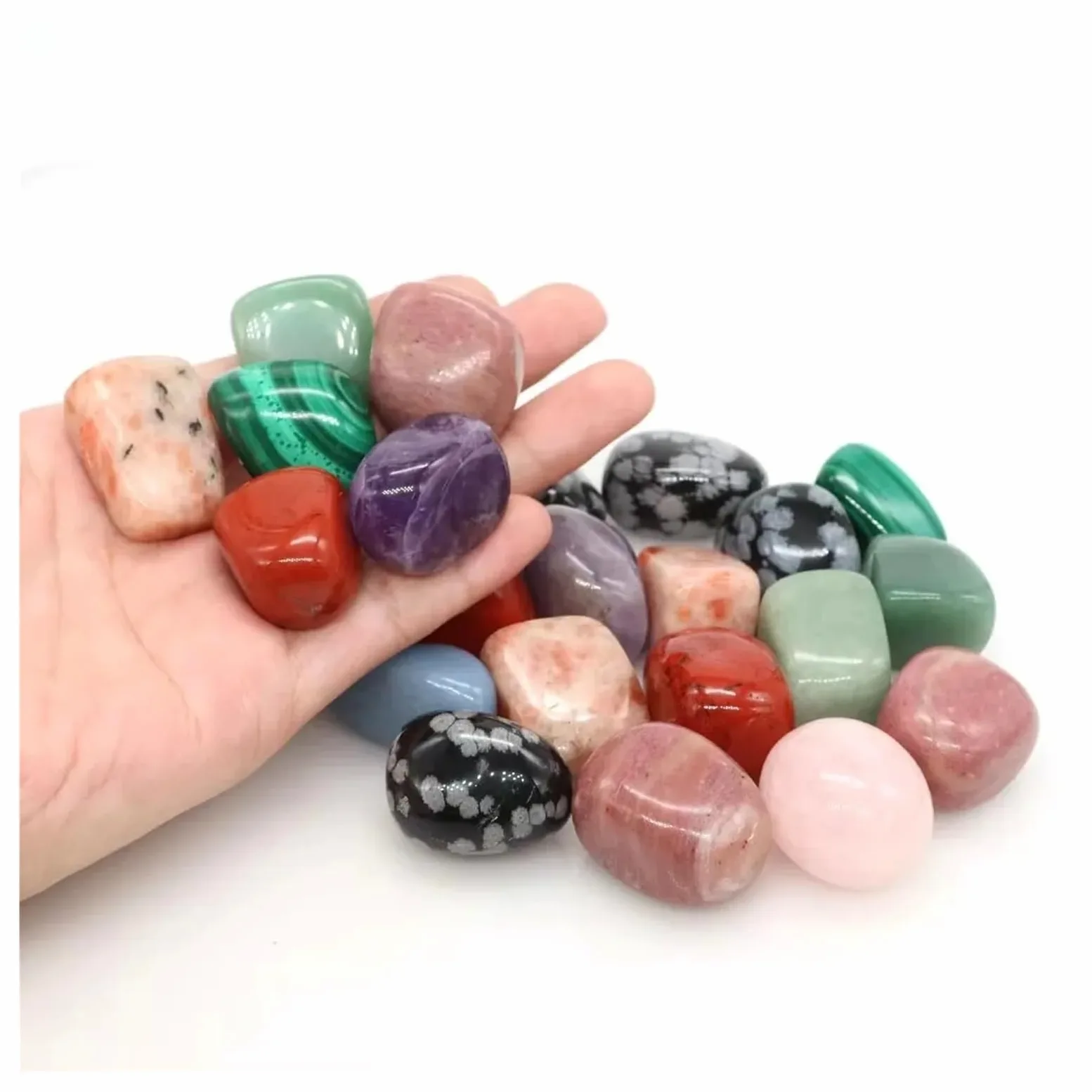 Piedras de Grava para peceras, Rocas pulidas caídas, Piedras Preciosas, Cristales, Acuario, jardín, Multicolor, 50g-1000g(Color 18,1000g)