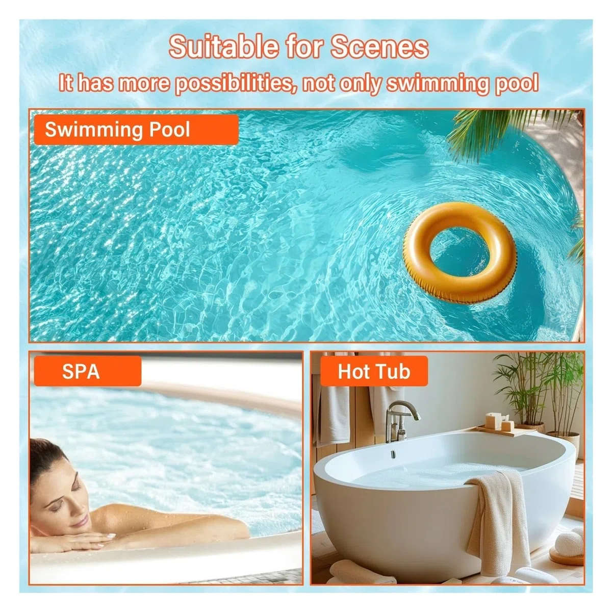 Probador de Agua, Probador de Agua Piscina 7 en 1, medidor Digital Calidad del for, SPA, pH/ORP/Sal/TDS/EC/Temp