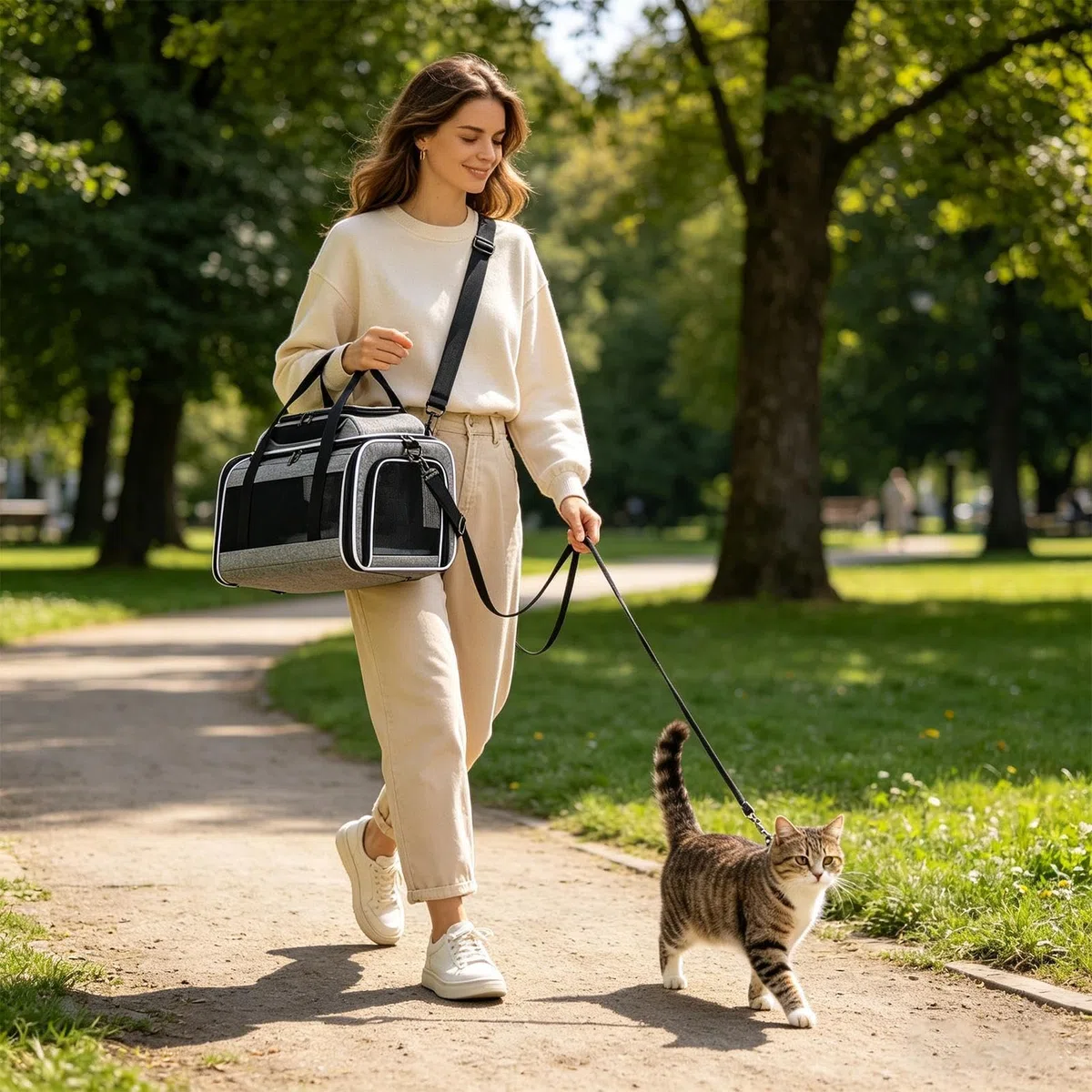 Transportín para gatos De lados blandos, plegable, expandible y de tejido | Bolsa de Transporte para Gatos de Viaje Para Conducción de Coche Hogar Senderismo Acampada al Aire