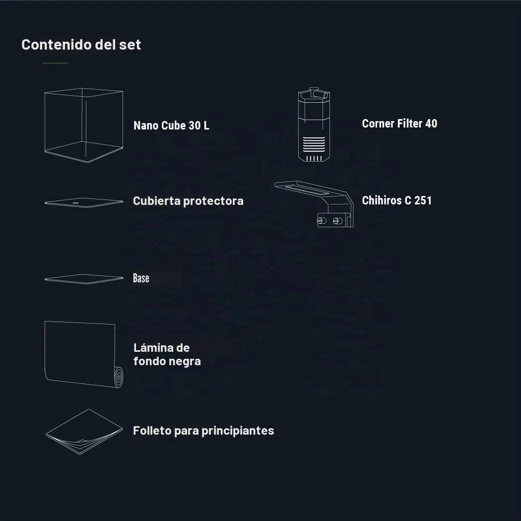 Dennerle Nano Cube Basic 30 litros - Mini acuario con cristal frontal redondeado