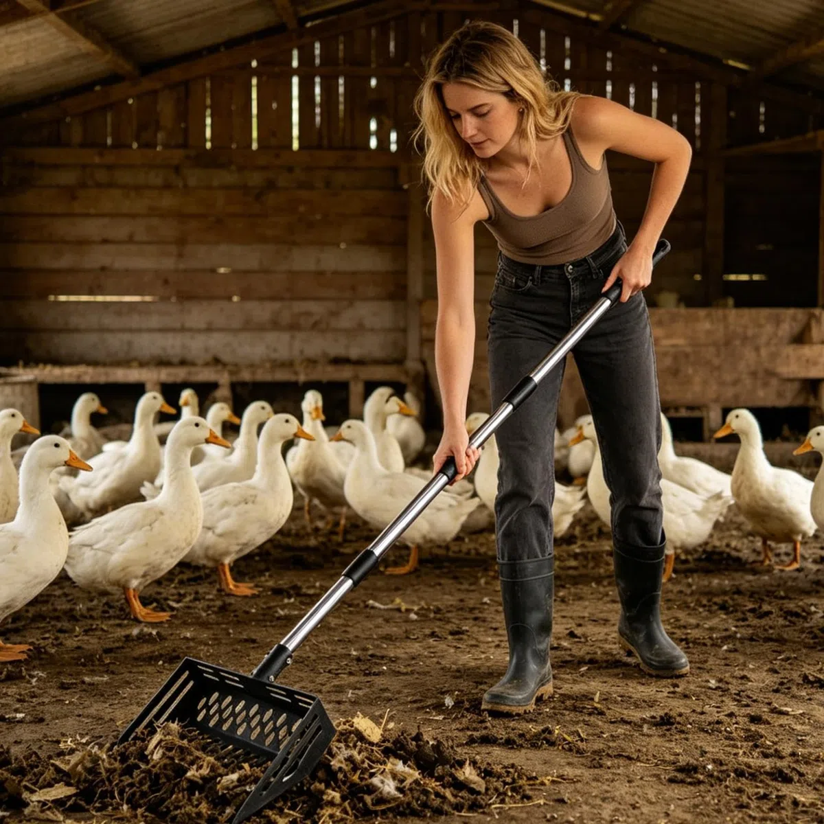 Generisch Extractor de excrementos de gallinero – Pala de metal y arena – colador de arena para ponis hámsters cabras conejos perros gatos patos patio trasero granjas granjas granjas