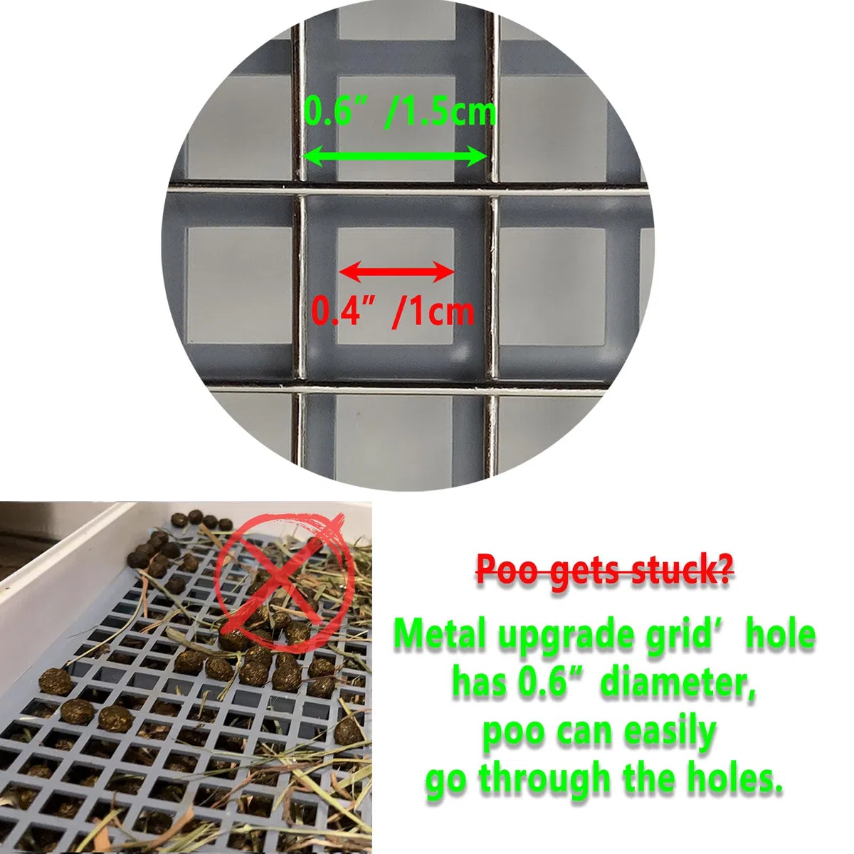 Oncpcare Caja de Arena para Conejo súper Grande de 22 x 18 Pulgadas con 2 Rejillas (Metal y plástico), Bandeja de Arena para Conejos, pequeños Animales para Adultos, Conejo Gigante Flamenco