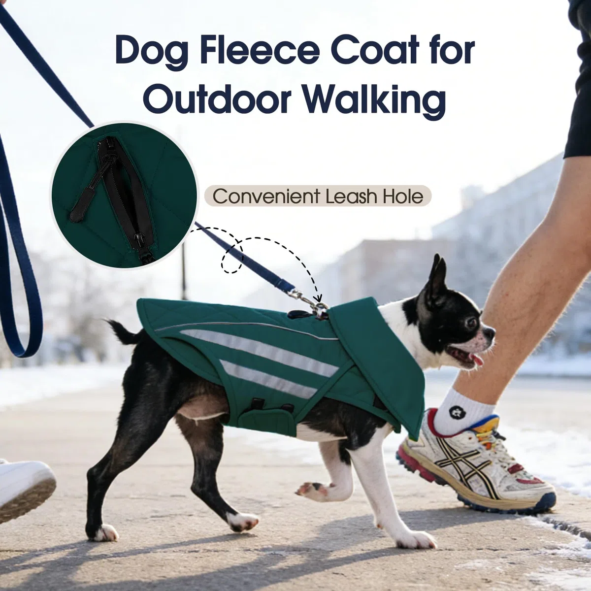 IECOii Abrigo de invierno para perro, impermeable, resistente al viento y reflectante, chaqueta de nieve ajustable y con forro polar para aventuras al aire libre de Pitbull, verde, tallas XL