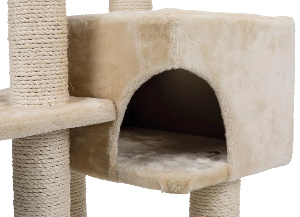 TRIXIE 43861 Poste Rascador Alicante, 142 cm, Beige | Superficie de sisal resistente y almohadillas suaves: proporciona diversión a los gatos, juego y retiro relajado