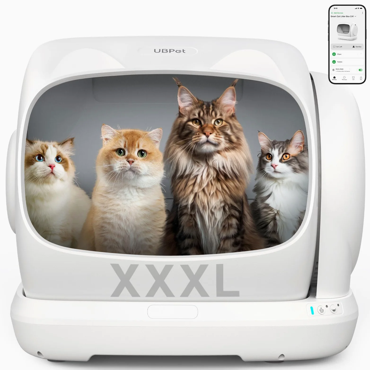 UBPET XXXL Arenero Gatos Autolimpiable,106L - Arenero Autolimpiable con Control por App, Desodorizador, Gran Capacidad, Arenero Automatico para Múltiples Gatos