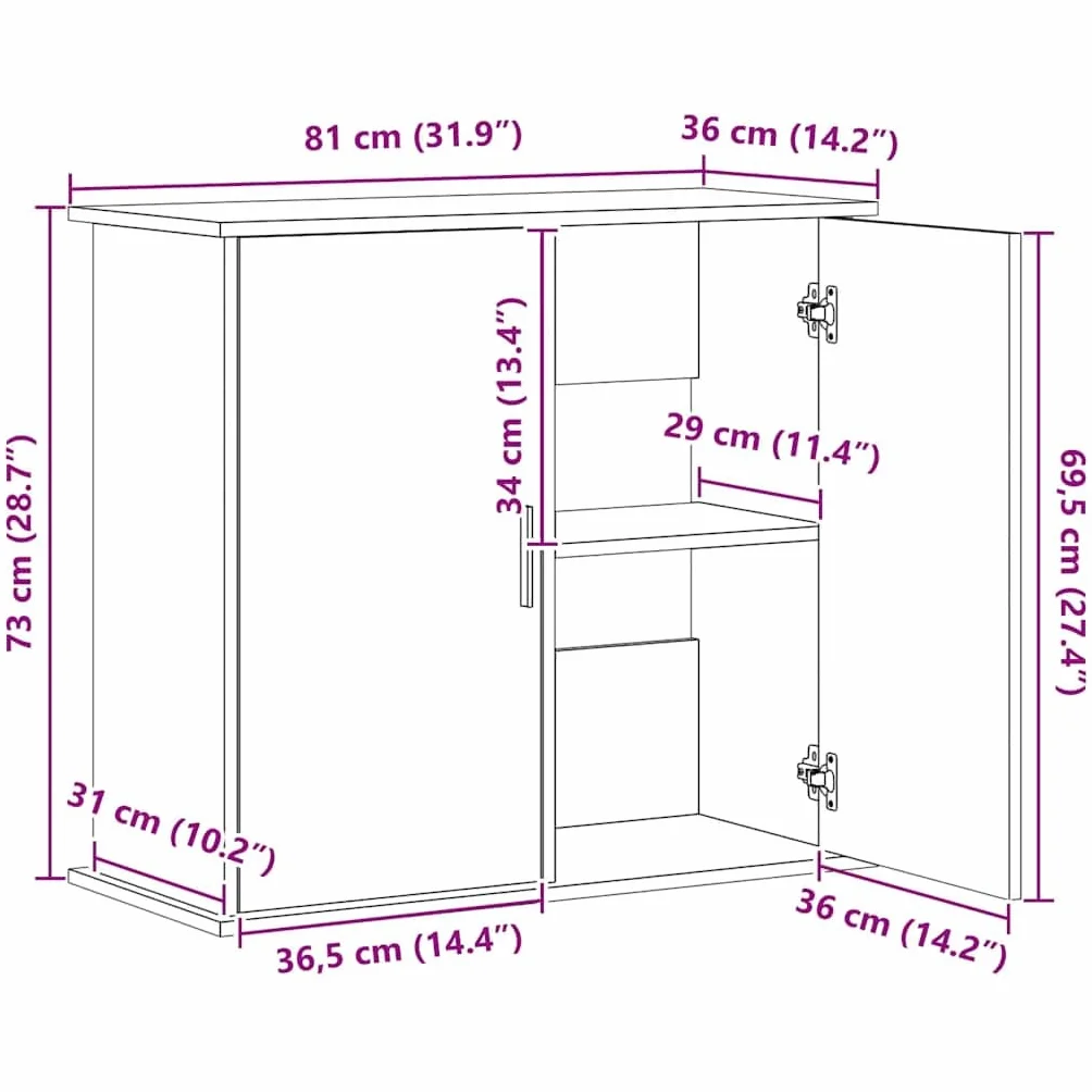 vidaXL Soporte para Acuario Madera de ingeniería Negro 81x36x73 cm, Mueble para pecera, Armario para Acuario, Soporte de Madera para pecera