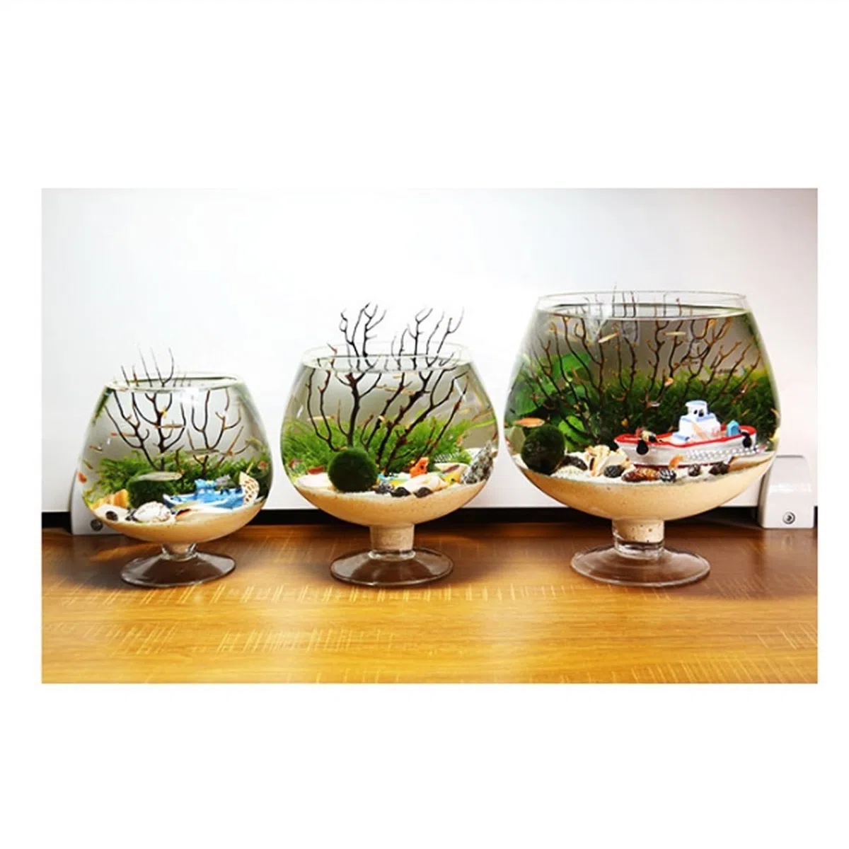 Acuario Tanque de Peces en Forma de Copa, Tanque de Peces, Acuario, Botella ecológica de Escritorio, Tanque de Peces pequeño, Agua de Vidrio Transparente for Mascotas Peces Acuario(Grande)