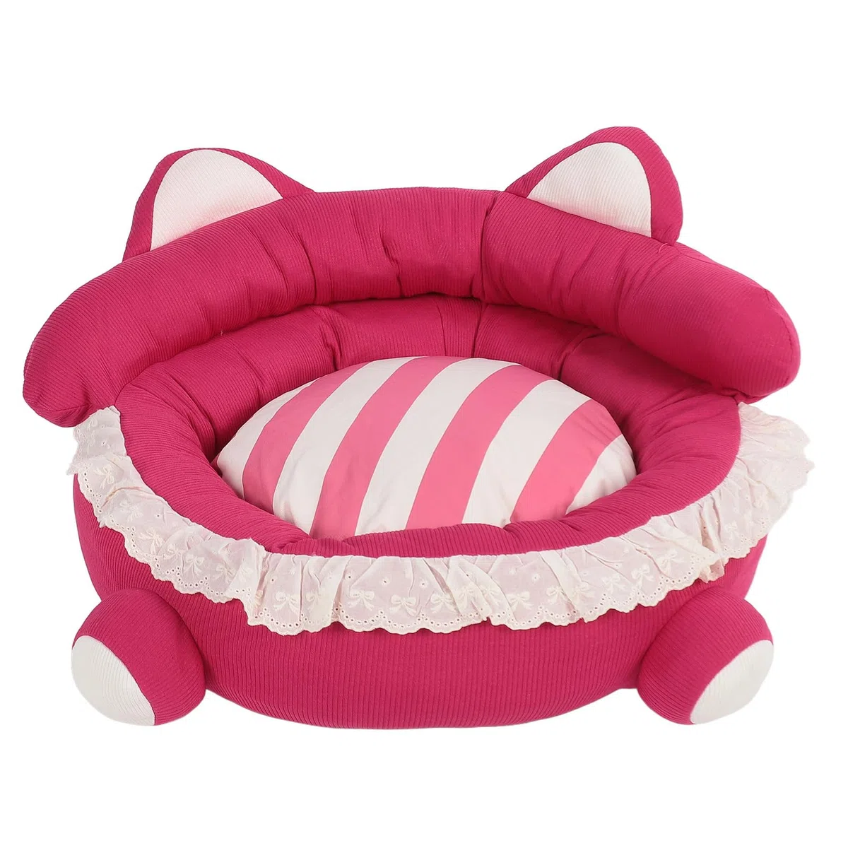 Fockety Cama para Perros Pequeños, Linda Forma 3D Colchón para Perros con Cama para Mascotas con Almohada de Cuello Elevado, Cómodo y Suave Cama Redonda para Mascotas con Juguetes para (M)