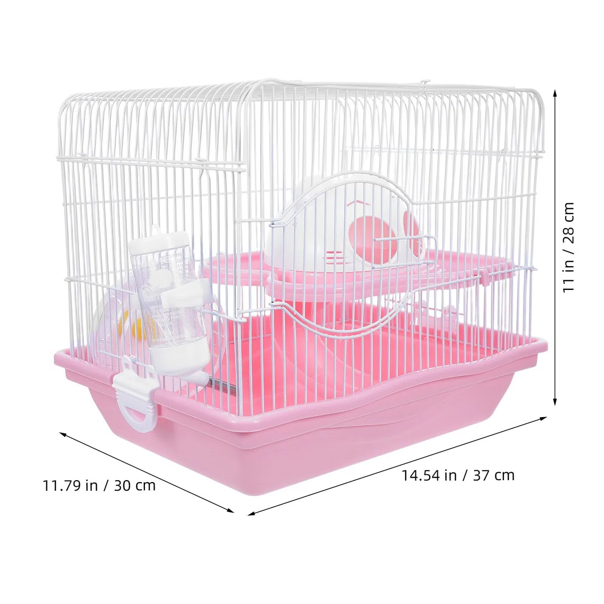 Jaula para Hámster Pequeño de Plástico Rosa, 2 Niveles con Rueda