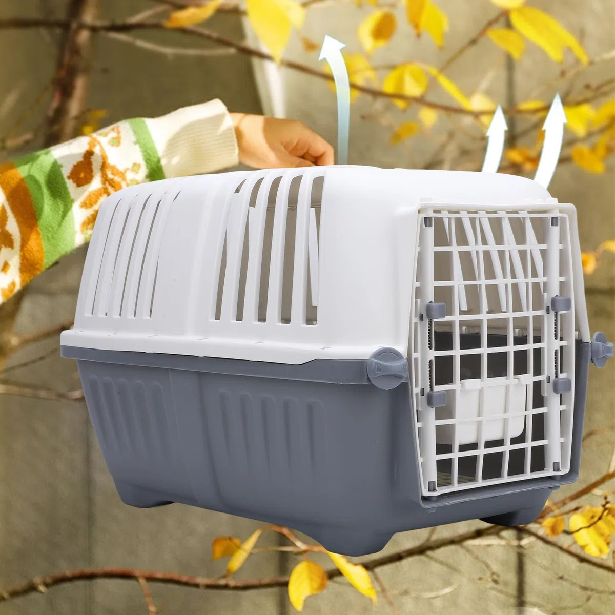 Transportín para Gatos para Mascotas, cómoda y Transpirable, portátil, para Viajes, para Gatos, Perros, Conejos, Viajes en avión, Camping al Aire Libre, PP, Hierro, Ligero,