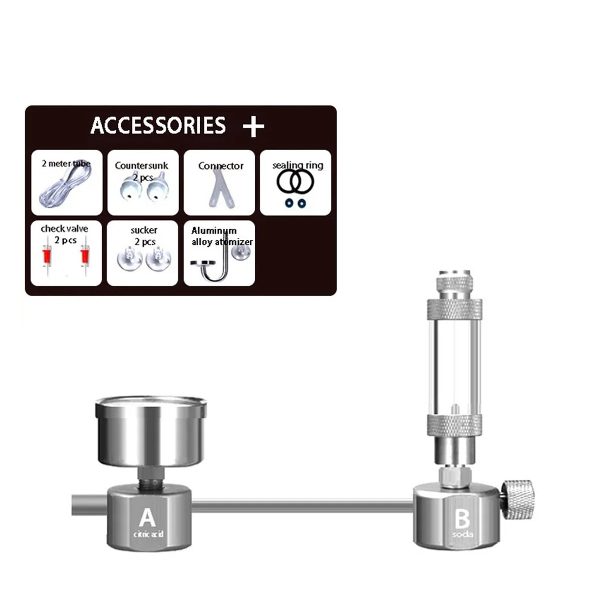 Generador de CO2 DIY for Acuario, difusor Contador Burbujas con válvula solenoide, Kit Reactor dióxido Carbono for Control Plantas acuáticas(C)