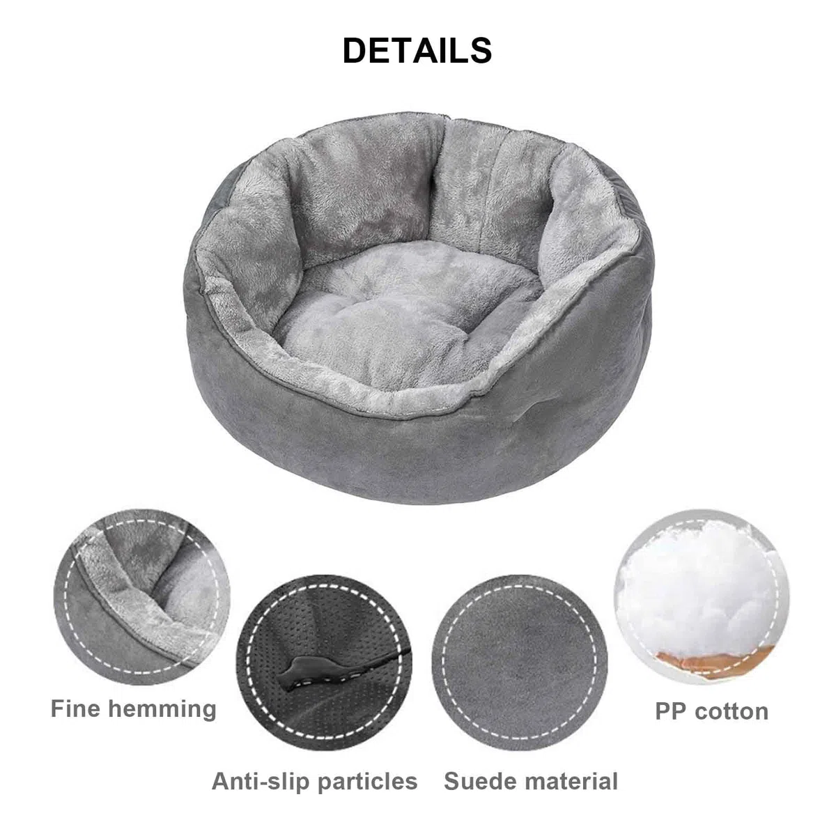 Cama para Perro Lavable, Cama Perro con Fondo Antideslizantes, Cama Gato con Cojín Desenfundable, Suave Y Mullida, para Perro Y Gato Pequeños,Azul,S