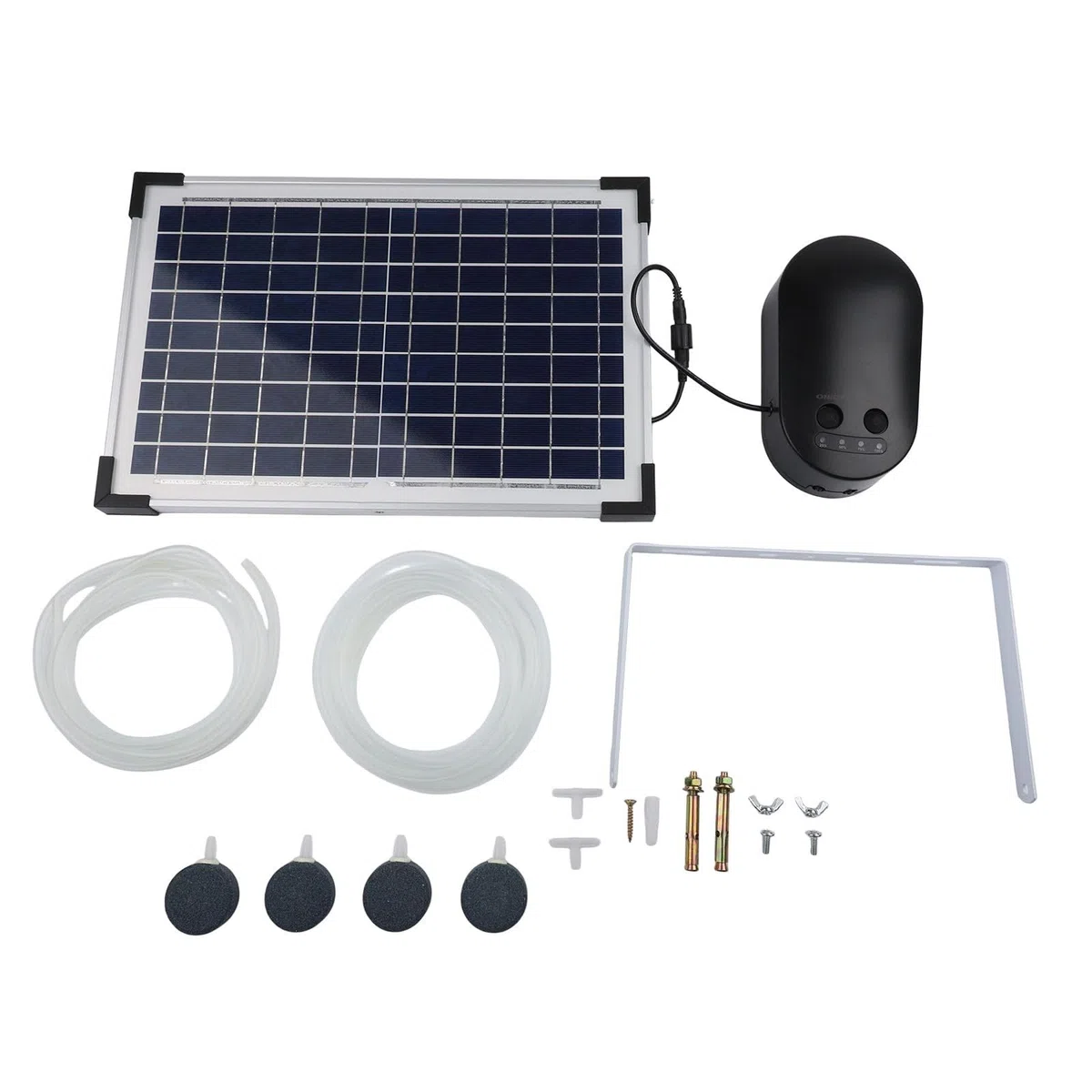 Whychstore Bomba solar de oxígeno de 15 W con batería de respaldo de 7,4 V y 4400 mAh, 3 modos ajustables y piedras de aire duales, para peceras, estanques, baños de pájaros
