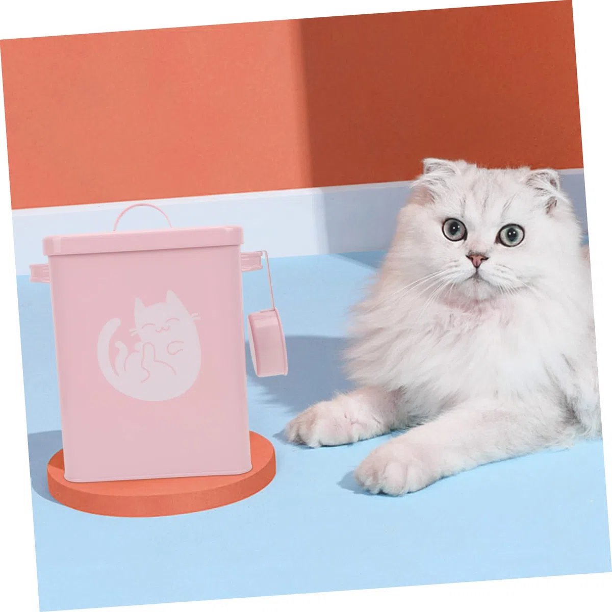 1juego Contenedor De Comida Para Mascotas Con Tapa Cubo Almacenamiento De Piensos Para Perros y Gatos Diseño Elegante y Prueba De Humedad Para Alimentos Secos y Snacks