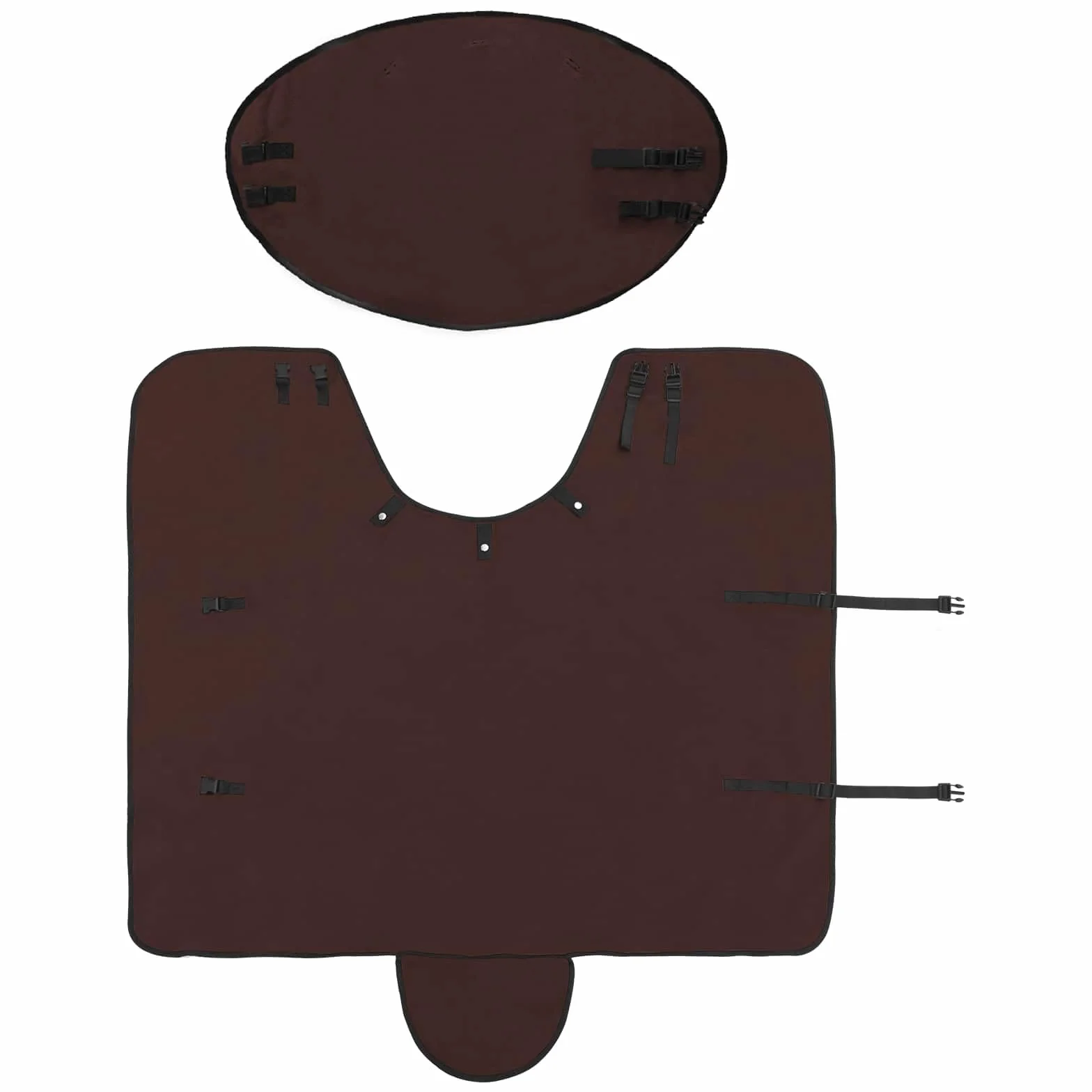 Manta para caballo, color marrón oscuro, 75 cm, poliéster, mimbre, para invierno, para exteriores, transpirable, resistente al agua, resistente al viento, forro para el cuello, protección