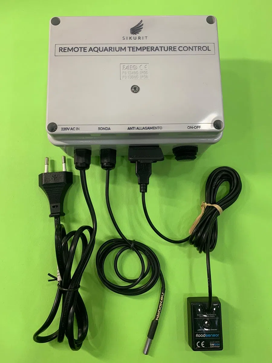 Termómetro y anti inundaciones WI-FI monitoreables a distancia desde APP versión profesional - con temperatura histórica y notificaciones en tiempo real - acuario marino arrecife y dulce - terrario