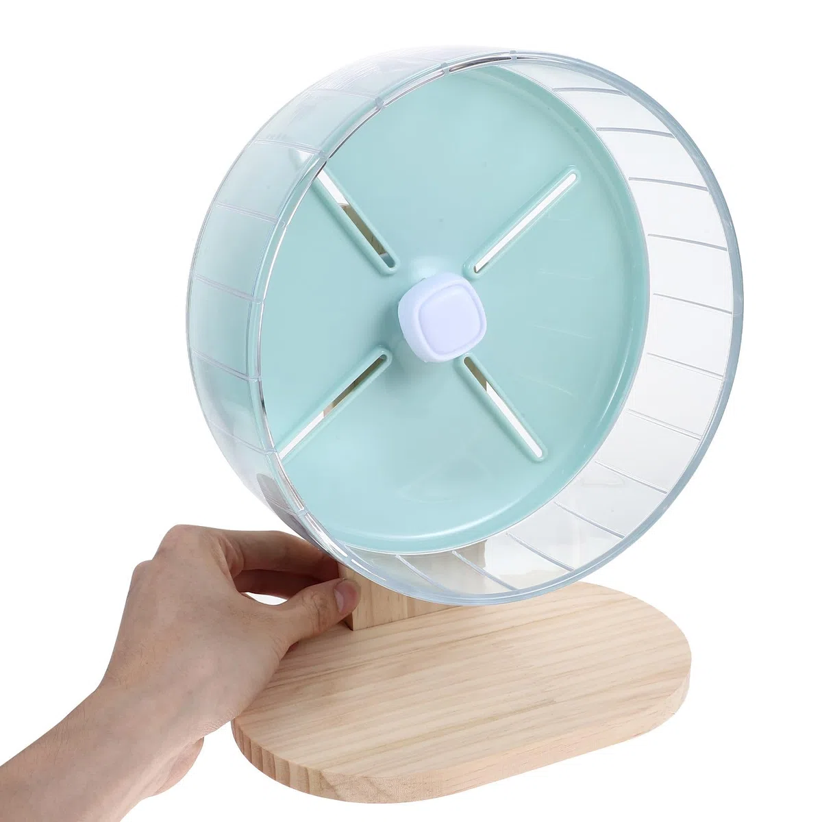 STOBAZA Rueda de Hámster Silenciosa Base Estable de Madera y Abs, Rueda Compacta para Jaula de Mascotas Pequeña y Deportes para Hámster y Oso Dorado
