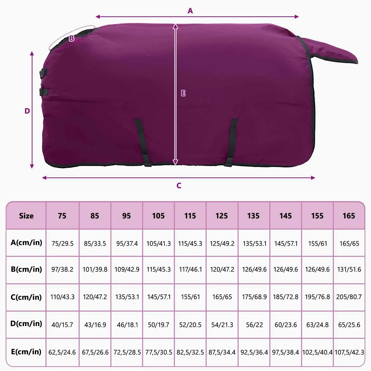 vidaXL Manta para Caballo Morado Completo 155 cm Poliéster