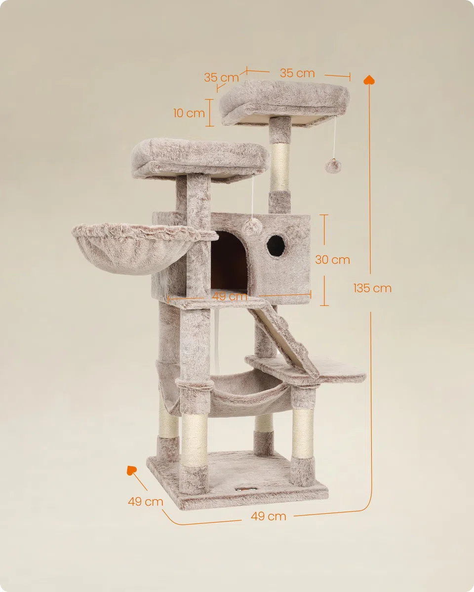 Feandrea Árbol de Gatos, Torre de Gatos Grande, Marrón y Blanco Ombré PCT162M01