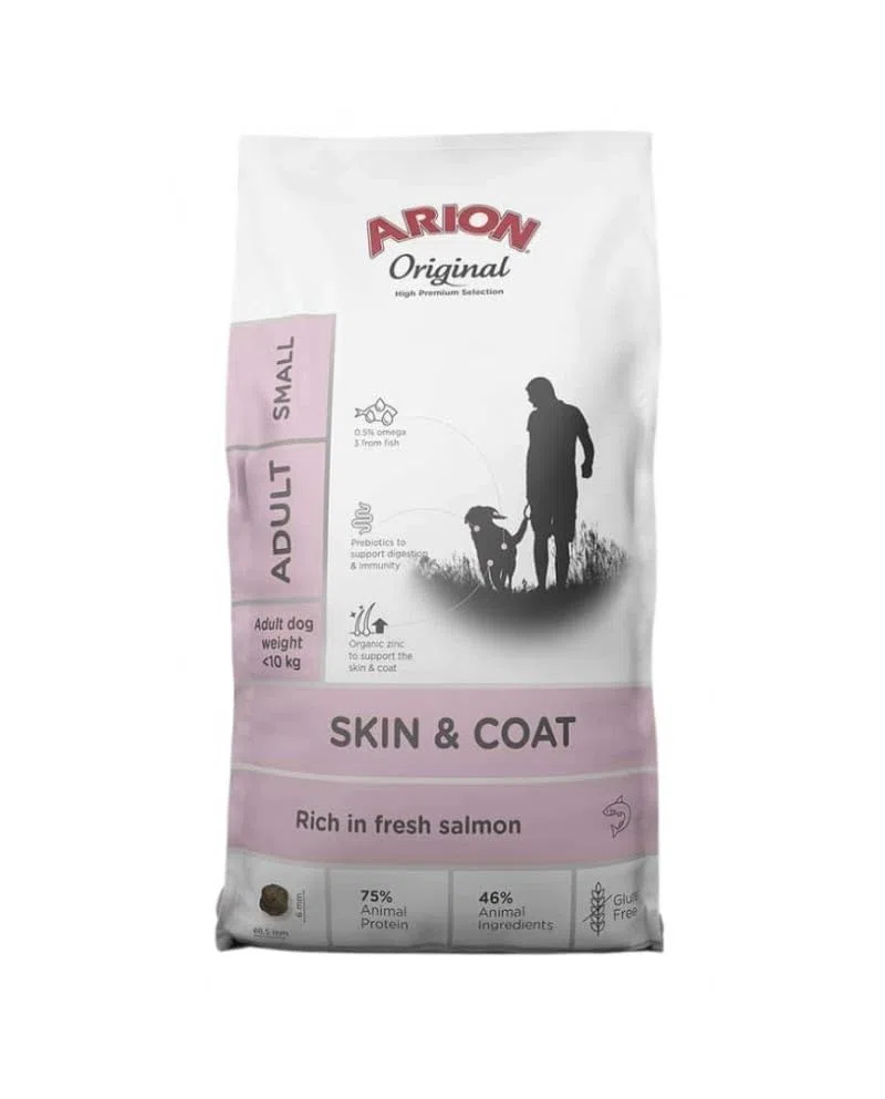 Arion Original Skin & Coat Mini Salmón 7kg – Pienso Sin Gluten para Perros de Raza Pequeña – Cuidado de Piel Sensible y Pelaje – Alta Palatabilidad – Omega 3 y 6