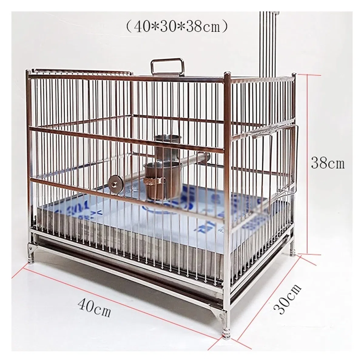 Jaulas para pájaros 304 Bañera de baño de Acero Inoxidable Bañera de baño Parrot Jaula al Aire Libre Baño Cuadrado Birdcage Pet Bird Houses Canarios Jaula Mascota