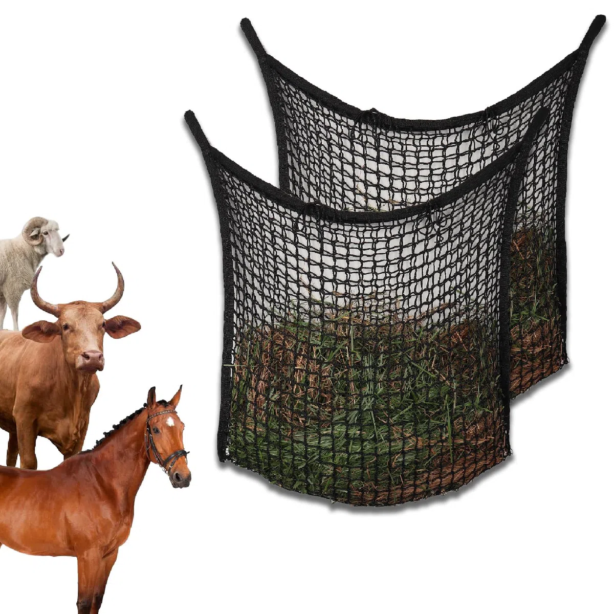 1PCS Redes de heno, Tote Premium Oxford Cloth Bolsa de alimento para Caballos Fácil de Colgar Bolsa de heno alimentador heno de Cabra Red de heno agujereada para Caballos, para Caballos Ganado Ovejas