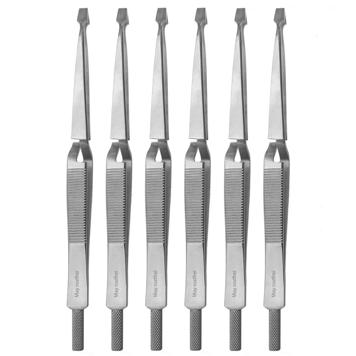 May – Juego de 6 Pinzas para garrapatas para Perros y Gatos – Pinzas para garrapatas – Pinzas para Quitar garrapatas – Punta en ángulo – Modelo Extra Largo – Acero Inoxidable