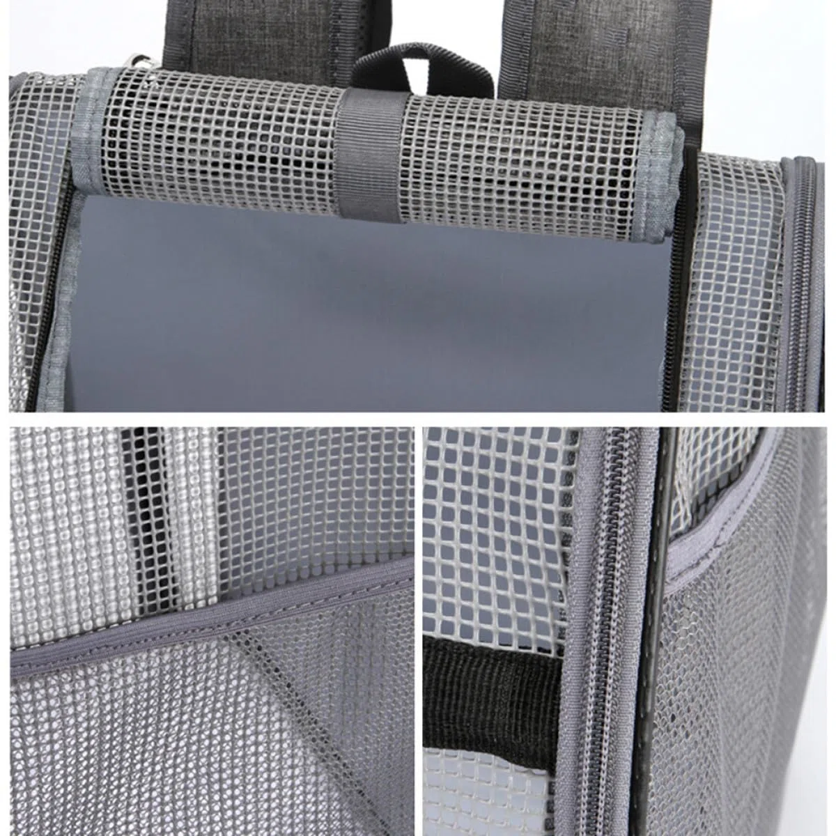 Homoyoyo Mochila para Mascotas Negra Tamaño L Mochila Bandolera Transpirable de Malla Portátil para Gatos y Perros hasta 15 Kg Ventana Enrollable para Ventilación y Correa Acolchada