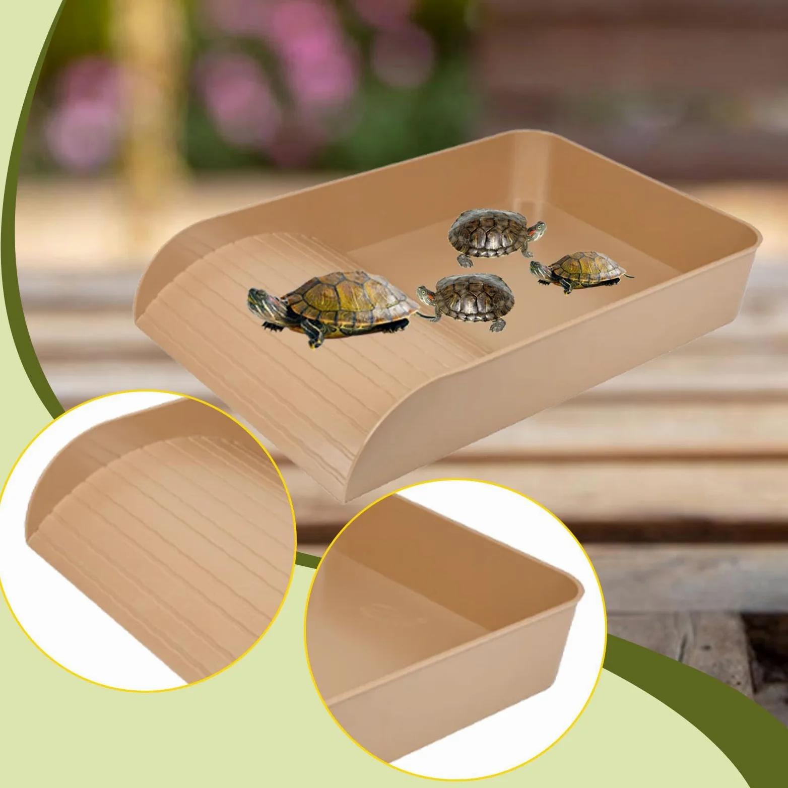 Piscina para Tortugas, Comedero para Tortugas con Rampa, Decoración para Acuario Grande