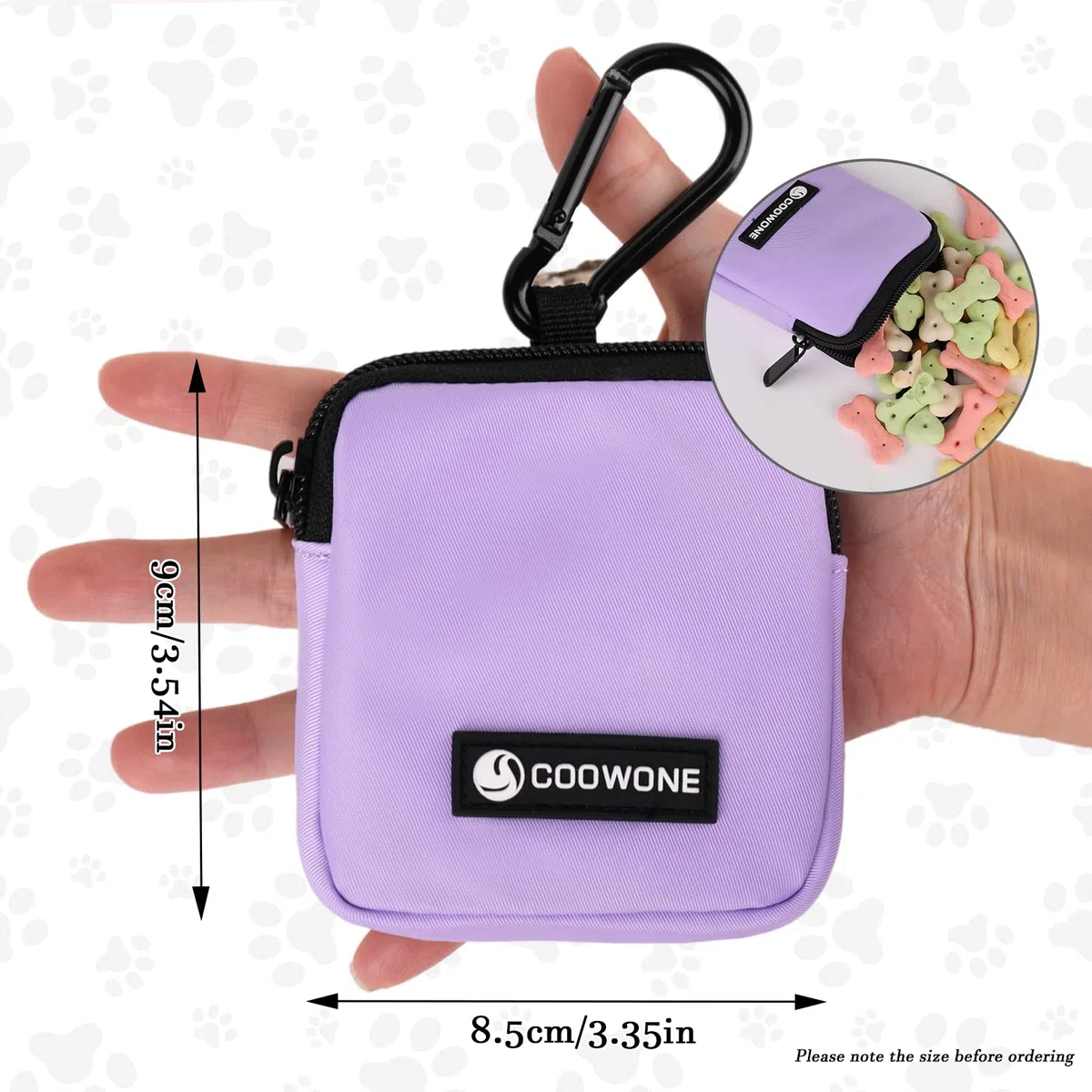 Bolsa impermeable para golosinas para perros, bolsa de entrenamiento para perros, dispensador de bolsas de excremento integrado, bolsa de hombro ajustable (BLK) (bolsa pequeña violeta)