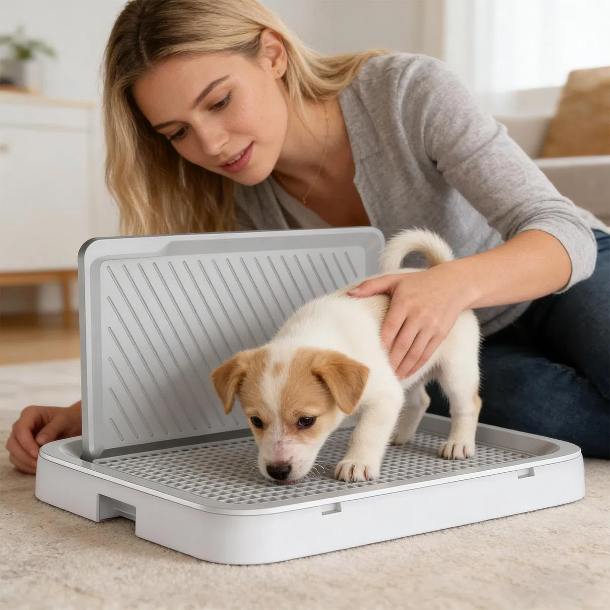 Bandeja De Baño Para Perros Bandeja De Entrenamiento Con Malla Antifugas Y | Sanitario Canino Almohadilla De Piso Para Cachorros Para Apartamento Dormitorio Sala y Balcon