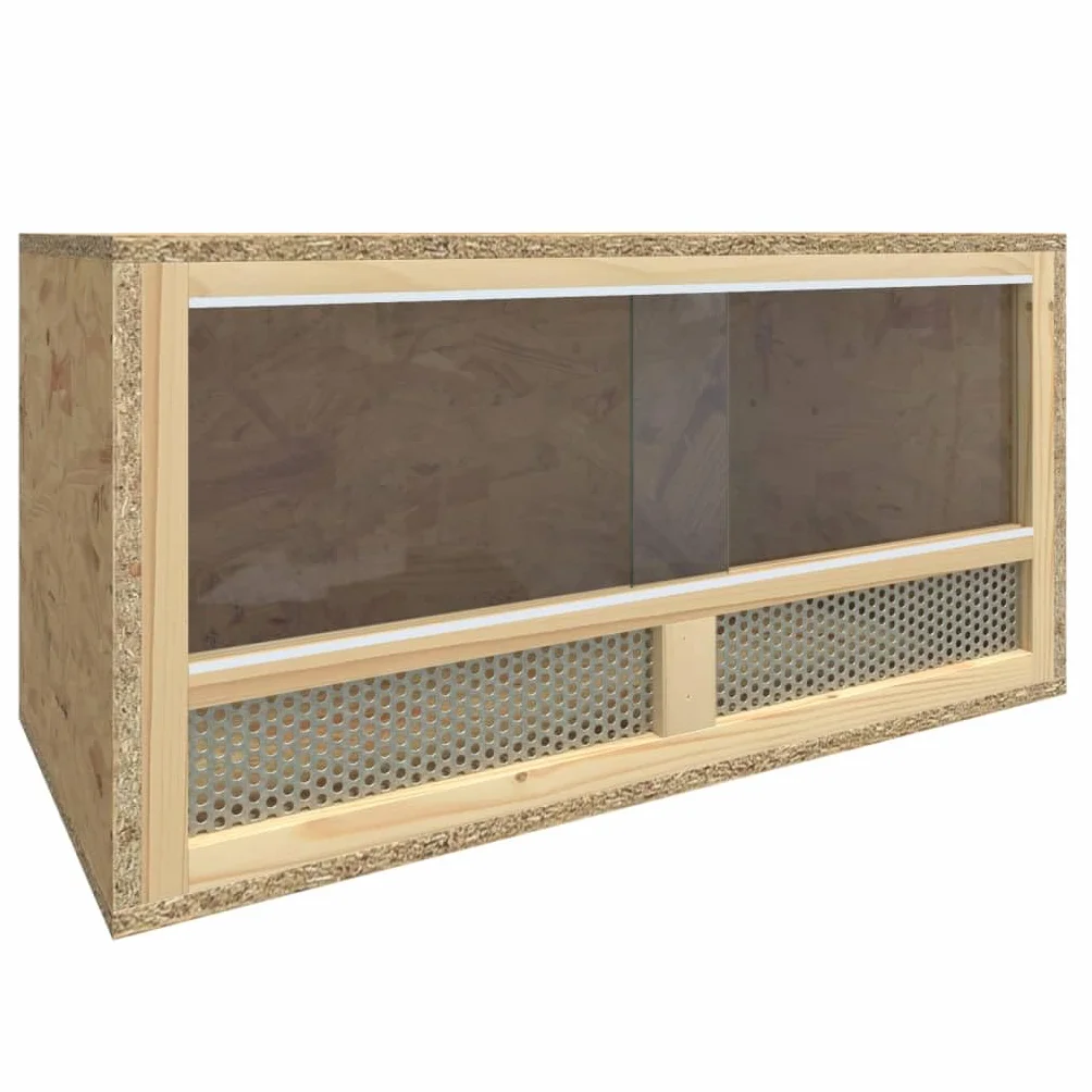 Terrarium Cristal auténtico 60 x 30 x 30 cm, caja de reptiles madera de ingeniería con redes de acero para circulación de aire, jaula reptil sin bordes afilados para animales pequeños