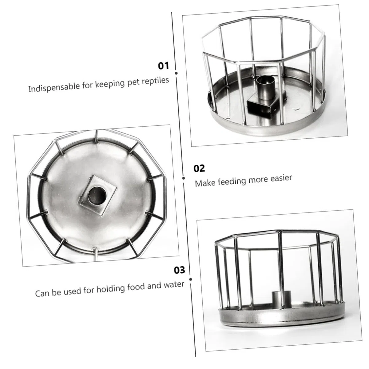 Bebedero Automático para Reptiles Plato de Agua de Acero Inoxidable Resistente Óxido Diseño Antivuelco para Tortugas y Mascotas Pequeñas Mantenimiento de Agua y Limpia