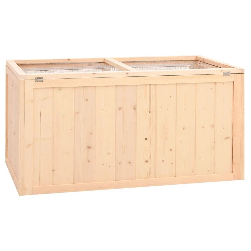 Jaula para hámster de madera de abeto, 89,5 x 45 x 45 cm | Gran casa para roedores con techo de rejilla abatible y bañera extraíble para el salón.