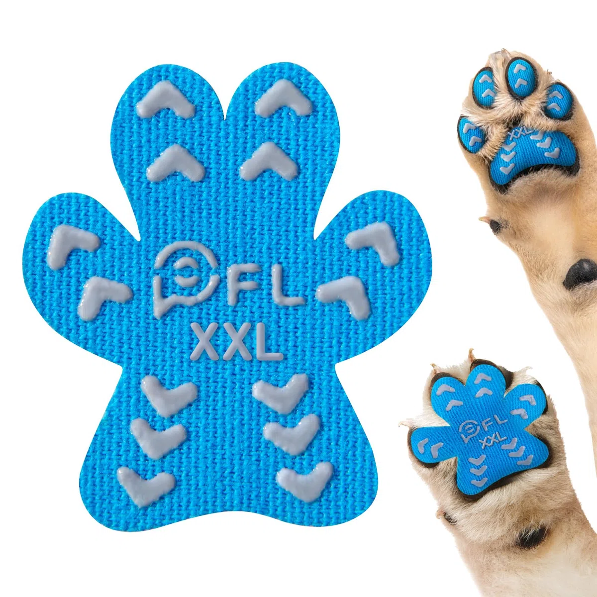 Almohadillas protectoras antideslizantes para patas de perro para perros mayores, calcomanías azules con fuerte tracción en suelos de madera dura, esenciales para perros, 12 juegos (48 piezas) XXL